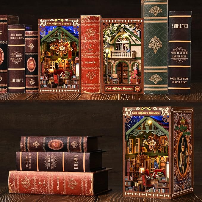 TOYQI Book Nook Kit, DIY Miniature Dollhouse Kit for Adults and Teens | Booknook Tiny House Kit Bookshelf Decoration 3D Wooden Puzzle Bookend