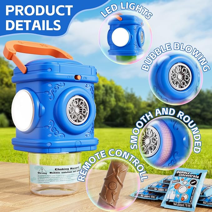 Bubble Machine for Kids, Remote Control Street Lamp Bubble Machine with Lights, Automatic Standing Bubble Tower, Outdoor Bubble Torch Toys for Wedding Summer Bubble Maker for Kids Ages 3 4 5 6 7 8 9