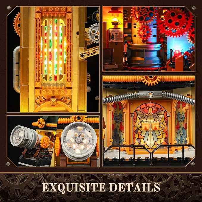 Lumibricks Steampunk Observatory Tower Lighting Building-Bricks Set - Astronomy Tower 2744 Pcs Collection Display Set for Adults and Steampunk Lovers