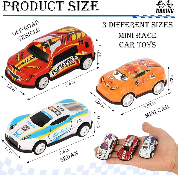 30 Pack Pull Back Cars for Kids, Mini Cars Toy Bulk Party Favor Race Cars Toys, Bulk Small Pull Back Car Toys for Treasure Box, Goodie Bag Stuffers, Pinata Fillers for Boys Girls Toddlers
