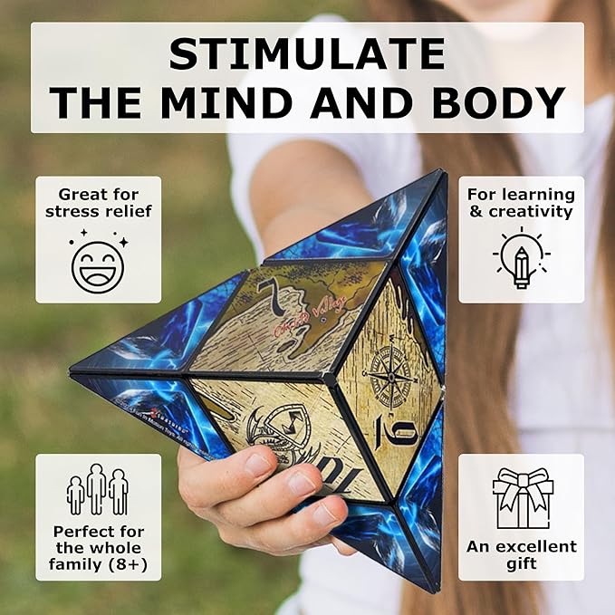 Shashibo Sensory Fidget Toy for Adults & Kids, Stress Relief Fidget Toy for Adults, Teens & Kids, Cool Fidget Toys for Desk, Classroom Must Have, Sensory Shape Shifting Cube, 100+ Possible Shapes