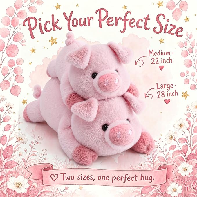 gnomantic Pig Weighted Stuffed Animals - 28 Inch 5.0 Pounds Weighted Plushies Pig - Large Plush Stuffed Animals Pillow - Cute Plush Toys Gifts for Kids & Adults