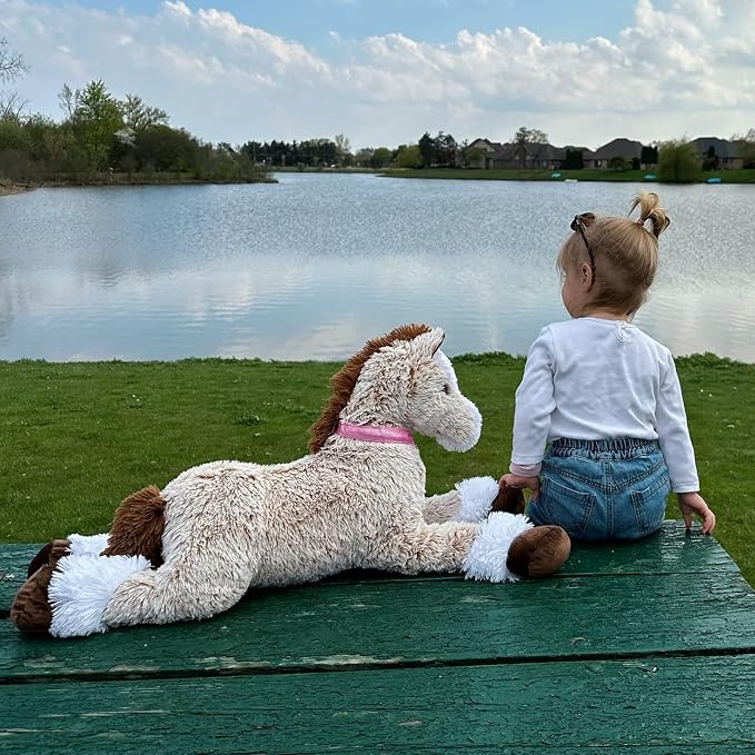 Tezituor 3ft Large Realistic Horse Stuffed Animal, 35 Inches Big Stuffed Pony Plush Toys for Boys Girls, Hugging Soft Horse Plush Body Pillow Christmas Birthday Gift
