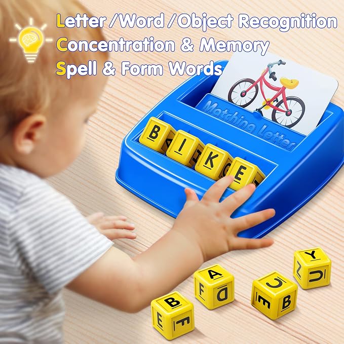NARRIO Matching Letter Game, Educational Toys for 3 4 5 Year Old Boy, Spelling Word Games for Kids Ages 4-6 8, Board Games Puzzles for Toddlers Preschool Learning Activity