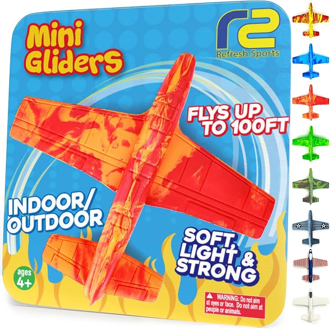 Airplane Toy Foam Glider Plane for Kids - Outdoor Toys for Kids Ages 4-8 - Kids Outside Toys for Boys & Girls - Outdoor Toys & Fun Flying Gliders Easy Throwing Air Planes - Gifts for Ages 4 5 6 7+