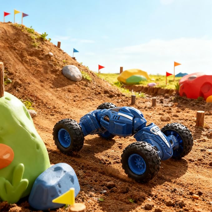 Friction Powered Toy Car for Kids, Press and Go Off-Road Push Car, Durable Shock-Resistant Vehicle, No Batteries Required, Toy Car for Boys & Girls Ages 3 （Blue）