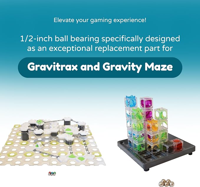 Replacement Chromium Steel Marbles for STEM Toys, Marble Run, Brain Games, GraviTrax, Gravity Maze, Marble Maze - Great for All Toys & Games requiring a 1/2-inch Ball. (Pack of 20)