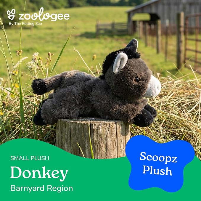 The Petting Zoo Donkey Stuffed Animal Plushie, Gifts for Kids, Donkey Wildlife Animals, Donkey Plush Toy 8 Inches