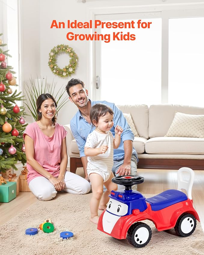 VEVOR Ride On Toddler Push Car, Push Car for Toddler 19 to 36 Months, Kids Ride On Toy with Music & Under-seat Storage, 55 lbs Load Capacity, Foot-to-Floor Walker for Toddlers Boys Girls, Red