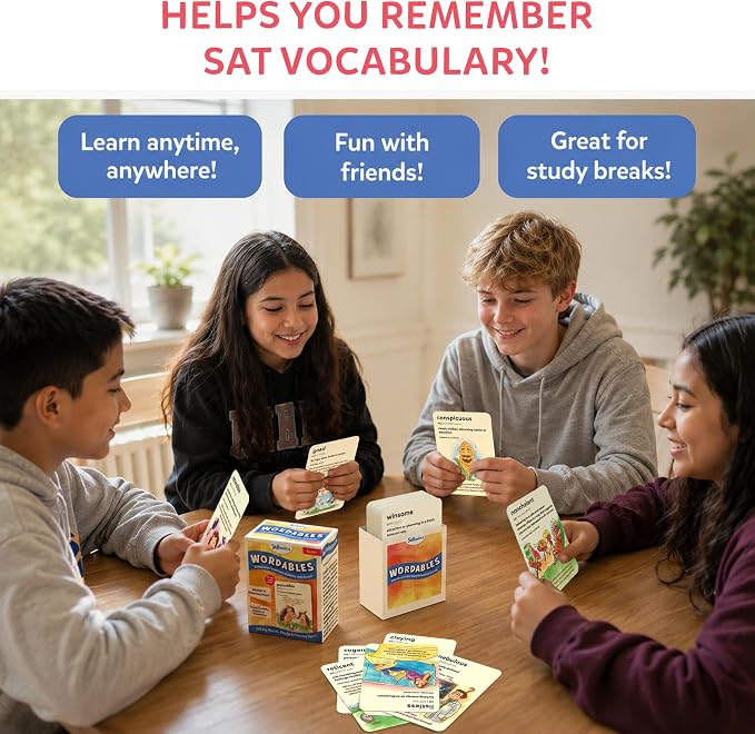 Skillmatics Vocabulary Flash Cards for SAT Prep – Learn 100 Words with Wordplay, Visuals & Soundplay, Study Aid & Educational Gift for Ages 12, 13, 14 & Up, Screen-Free Language Game