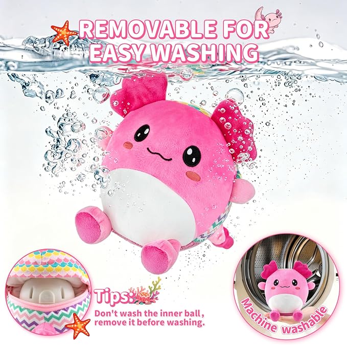 Baby Toys for 1 Year Old Girl Gifts, Pink Dancing Crawling Axolotl Interactive Baby Toy for 6-12-18 months, Rechargeable Musical Plush Toy with 50 Songs, Voice Recorder, Baby Girl Toddler Toys Age 1-3
