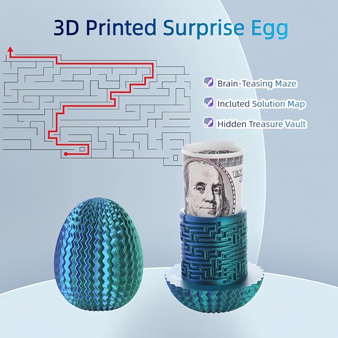 Maze Egg Money Puzzle Box for Kids & Adults, 4 Logic Challenge Brain Teaser Sensory Toy, Hidden Compartment Cash Gift Holder, Birthday Graduation Gifts for Teens, Road Trip Travel Game