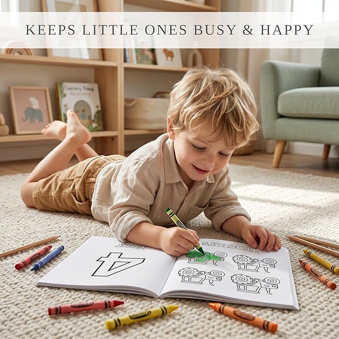 Fun Coloring Book for Kids - Set of 3 Cute Toddler Coloring Books with Big Simple Designs - Educational Activity Water Color Book with Themes for Alphabet, Numbers, Colors & Shapes for Boys and Girls