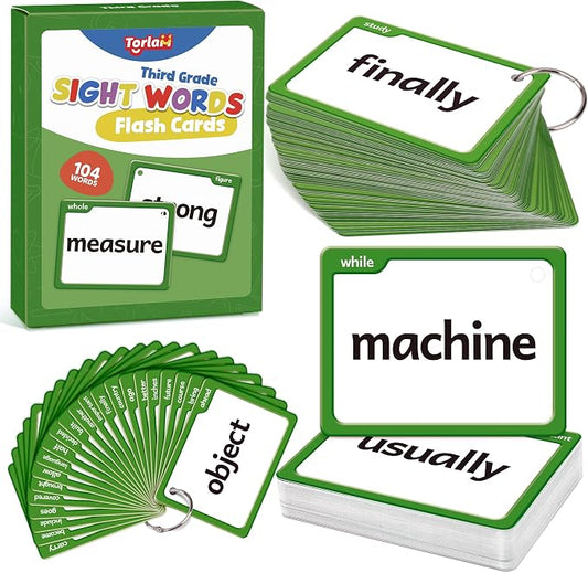 Torlam Sight Words Flash Cards for Kids 3rd Grade,Learn to Read Digraphs CVC Blends Long Vowel Sounds Spelling Reading Phonics Games for 8-9 Years, Site Words Classroom Homeschool
