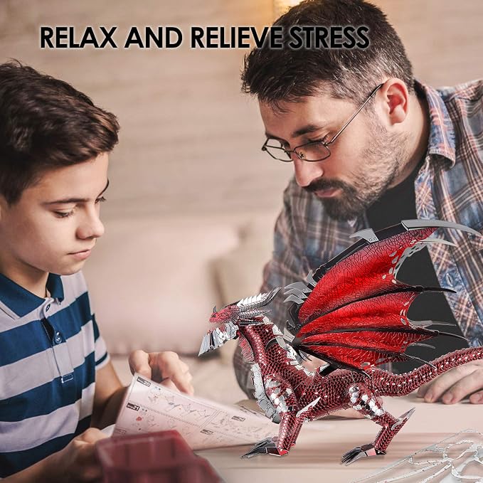 Piececool Black Dragon King 3D Metal Model Building Kits with DIY Tools Set, Challenging 3D Metal Puzzles for Family Time, Great Christmas Birthday New Year Gifts