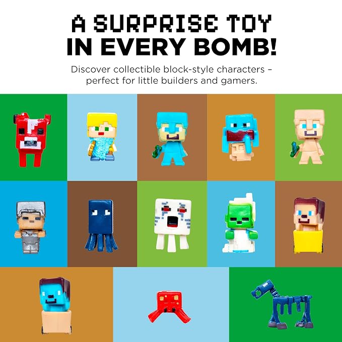 TNT Creeper Bath Bomb for Kids with Block Builder Surprise Toys Inside (1 Pack) – Large Fizzy Bubble Mine Bomb - Easter Basket Stuffers for Boys, Fruity Scent, Skin-Safe, Made in USA by Two Sisters