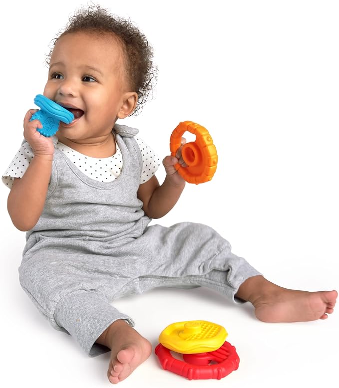 Baby Einstein Stack & Teethe Multi-Textured Easy-to-Grasp 5-Piece Teether Toy Set, Ages 3 Months +