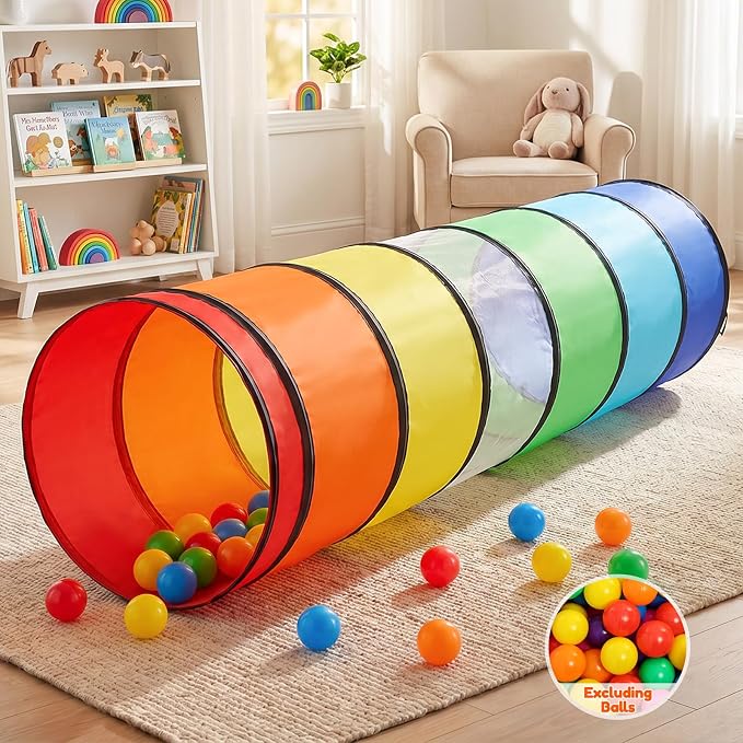 Kids Play Tunnel Tent for Toddlers, Colorful Pop Up Crawl Tunnel Toy for Baby or Pet with Breathable Mesh, Collapsible Gift for Boy and Girl Play Tunnel Indoor and Outdoor Game