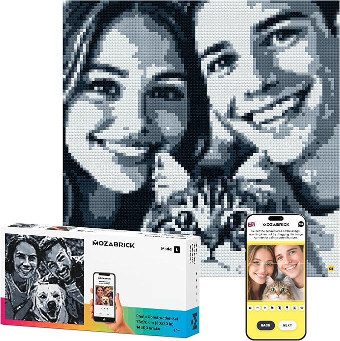 L Custom Photo Mosaic Building Set | DIY Craft Kit for Brick Wall Art Creation from Any Photo | Personalized Gift | Building Blocks Portrait Kit | Pixel Art Building Kit 30x30 in