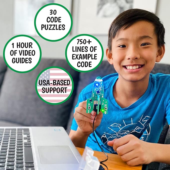 Code Rocket Coding Toy for Kids 8+. Girls & Boys Learn Typed C++ Programming with Circuits. 20+ Space-Themed Projects Teach Code Hands-On. All-Inclusive Coding Game for Kids Ages 8-12+ & Teens