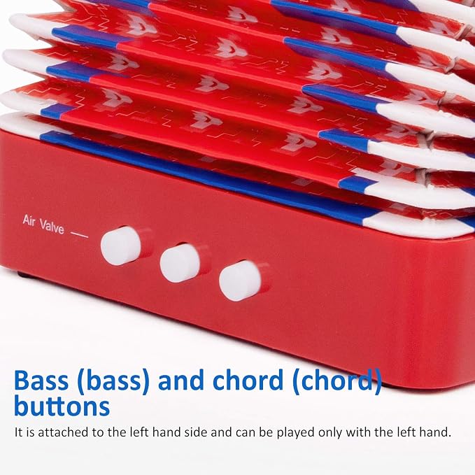 Button Accordion, Horse 10 Keys Control Kids Accordion Musical Instruments for Kids Children Beginners Lightweight and Environmentally-friendly (Red)