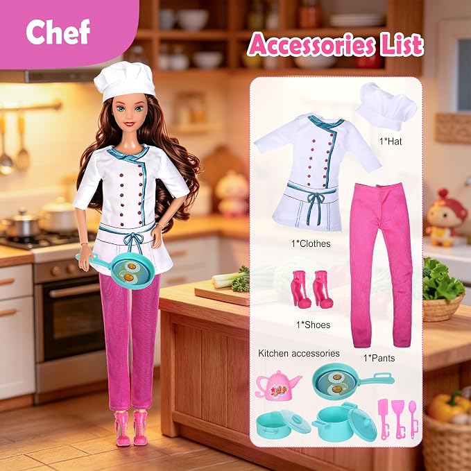 dollbie 6 Pack Fashion Dolls Playset -11.5 inch Career Role Play Dolls | Career Role Play Dolls