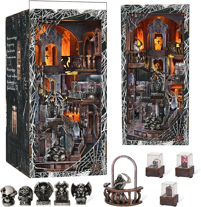 MiniCity Book Nook Kit, DIY Miniature Dollhouse Kit 3D Puzzles for Adults Tiny House Mini Home Craft Bookshelf Nook Puzzle Book Decor Gifts for Teenagers Book Lovers (Haunting Relics)
