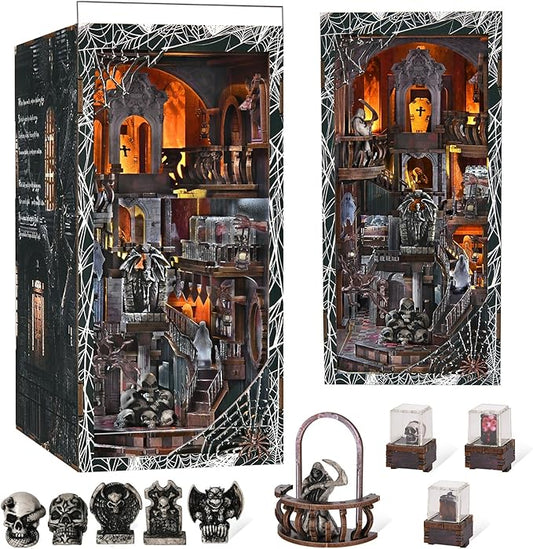 MiniCity Book Nook Kit, DIY Miniature Dollhouse Kit 3D Puzzles for Adults Tiny House Mini Home Craft Bookshelf Nook Puzzle Book Decor Gifts for Teenagers Book Lovers (Haunting Relics)