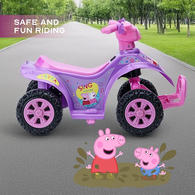 Peppa Pig - 6V ATV Ride On Toy for Kids, LED Headlights, Battery Powered