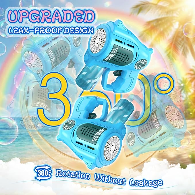Bubble Gun for Toddlers 1-3 Kids 4-8, 15-Holes Automatic Bubble Machine Blower Blaster Maker with 1 Bottles Solution, Easter Party Favors Summer Outdoors Wedding Toys Gifts for Boys Girls, Blue