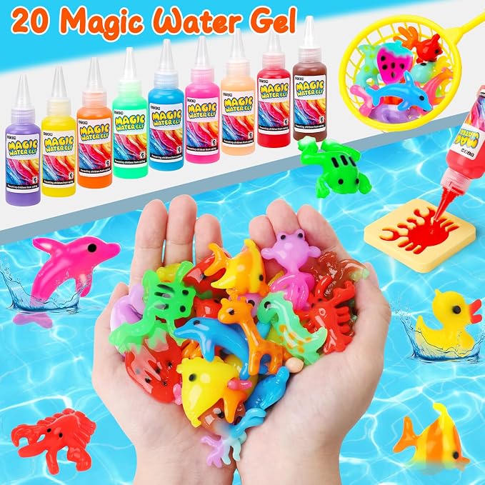 Aqua Fairy Water Gel Kit for Kids, Magic Water Elf Toy Kit with 20 Magic Gel &16 Shape Molds-DIY Magic Elf Kits Make Your Own Water Pets Arts and Crafts for Kids 4-6 7 8 9 10 Year Old Boys Girls Gifts