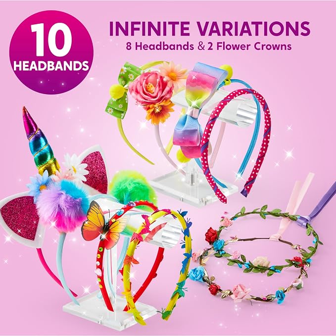 Klever Kits Headband Making Kit for Girls, Kids Headbands, DIY Hair Accessories for Girls, Kids Crafts, Make Your Own Hair Accessories, Birthday Gifts Ages 5-12
