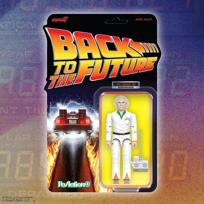 Super7 Reaction+ Back to the Future Doc Brown (1985) - 3.75" Back to the Future Action Figure with Accessories - Classic '80s Movie Collectibles and Retro Toys