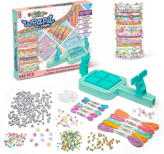 Rainbow Loom: Wrap it Loom Bracelet Maker - DIY Friendship String Bracelet Kit, 600 Beads, 4 Bracelet Styles, Jewelry Crafting Activity, Kids Ages 8+