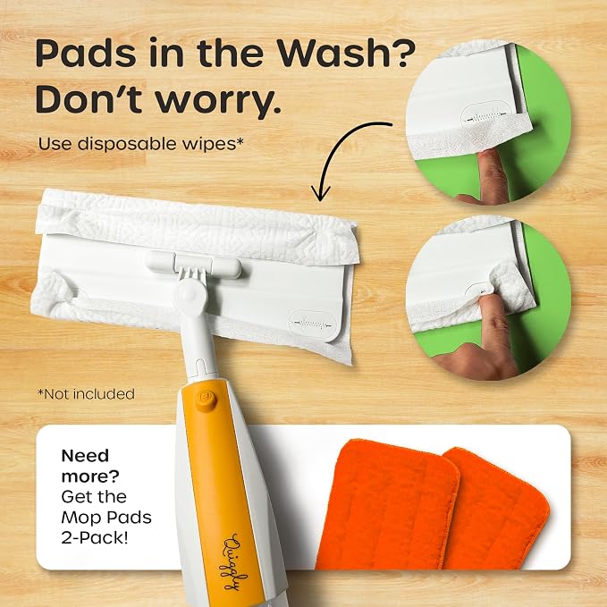 Quiggly Toddler Toy Cleaning Set - Spray Mop, Broom, Dustpan, for Kids 3-5 | Plus brush, two-hand hold & pull, Montessori cleaning 4-piece tool kit