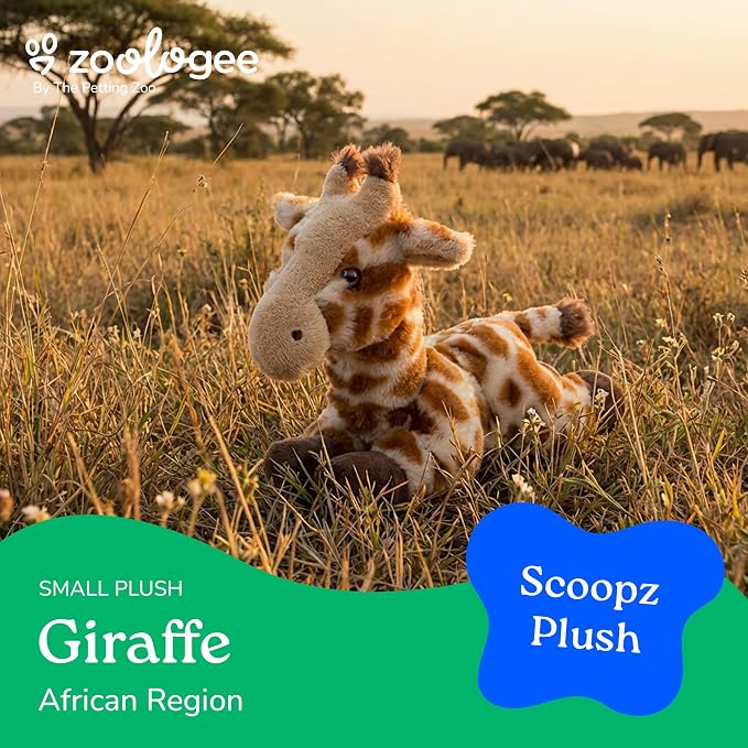 The Petting Zoo Giraffe Stuffed Animal Plushie, Gifts for Kids, Scoopz Wildlife Animals, Giraffe Plush Toy, 8 inches