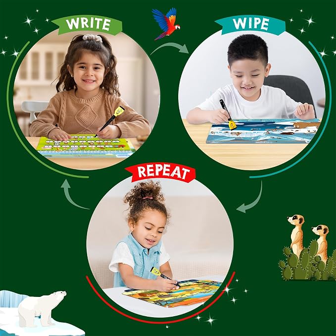 Skillmatics Search and Find Animals Educational Game - Reusable Preschool Learning Activities, Perfect for Toddlers & Kids Who Love Toys, Art & Crafts, Builds Vocabulary, Gifts for Ages 3, 4, 5, 6