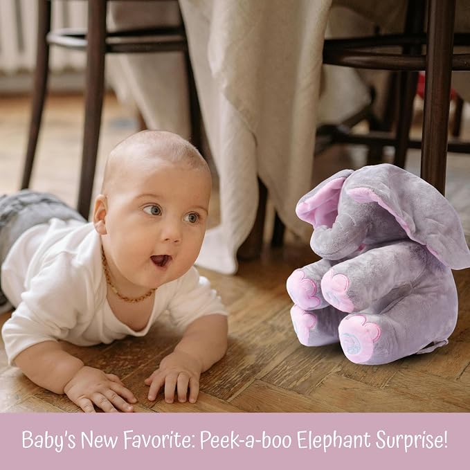 Dimple Kaia Peek A Boo Elephant Toy, Interactive Singing Stuffed Animal Plush with Moving Ears, Musical Stuffed Animal for Babies and Toddlers, Adorable Elephant Baby Toy