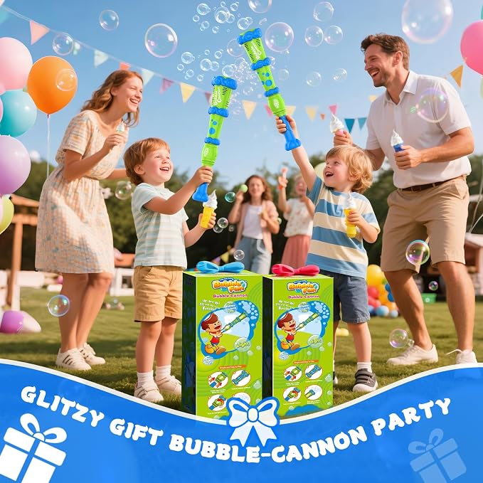 Electric Bubble Wand for Kids - Tons of Long-Lasting Bubbles in Seconds - 8oz Bubble Solutions Included (Suitable for Toddlers & Pets) - Bubble Machine for Indoor/Outdoor Party Gifts for Ages 3+