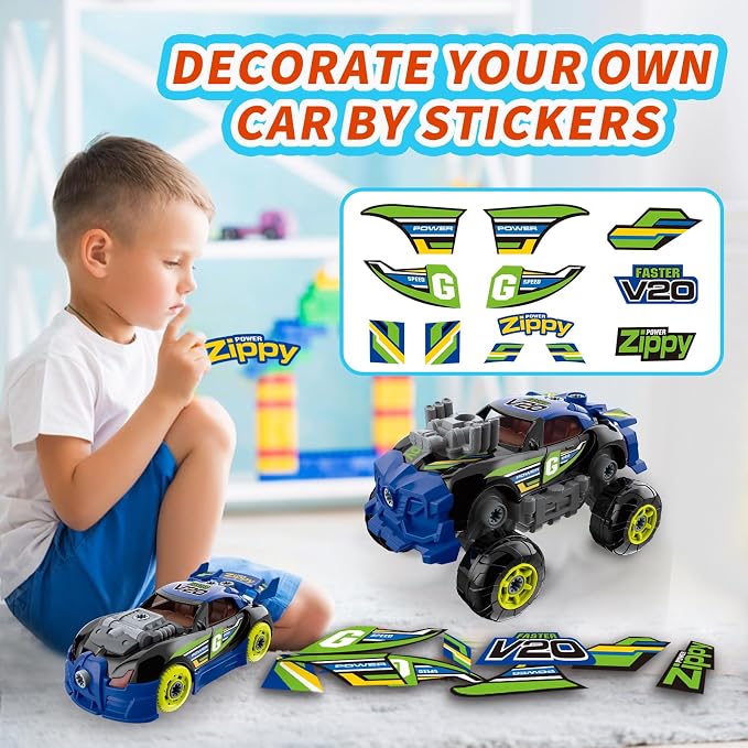 Pup Go 3-in-1 Building Car for Boys Ages 3+, Take Apart Car with Electric Drill, 43 Pcs Construction Toy Truck, Build Your Own Cars with Play Tools, Ideal Educational Present for Kids Children (Black)