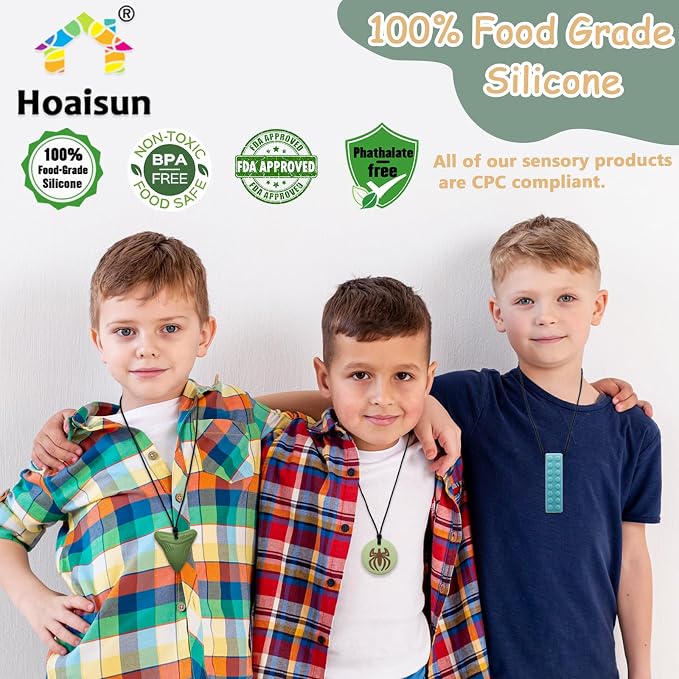 Chew Necklaces for Sensory Kids, 7 Pack Chewy Necklace Sensory Toys for Kids with Autism, ADHD, SPD, Chewing, Biting, Silicone Oral Chew Toy Teething Necklace for Adults Reduce Anxiety Fidget