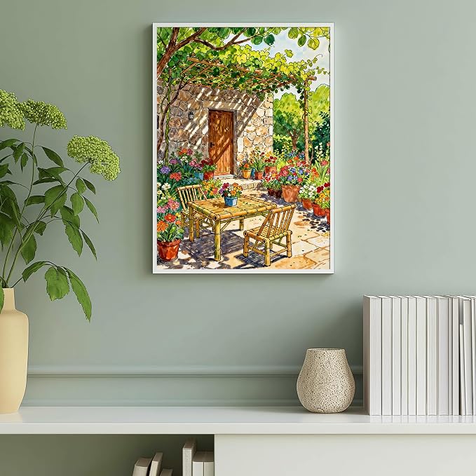 Puzzles for Adults 1000 Pieces, Jigsaw Puzzle for Adults, Fun Challenging Puzzle, Sunny Summer Patio Puzzles Game, Interlock Perfectly No Dust, Gifts for Easter Mother’s Day
