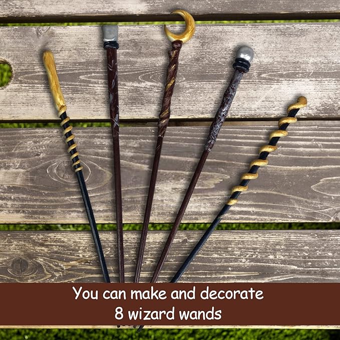 Maikoi Magic Wand Making Kit for Kids Adults DIY Craft Set Wizard Birthday Party Supplies Make Your Own 8 Wands (24-Piece)
