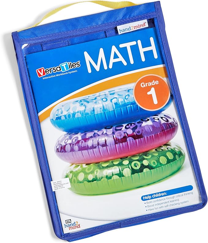 hand2mind VersaTiles Math Practice Take Along Set for Grade 1, Homeschool Curriculum, Math Workbook for Students, Elementary Classroom Must Haves, First Grade Learning Activities