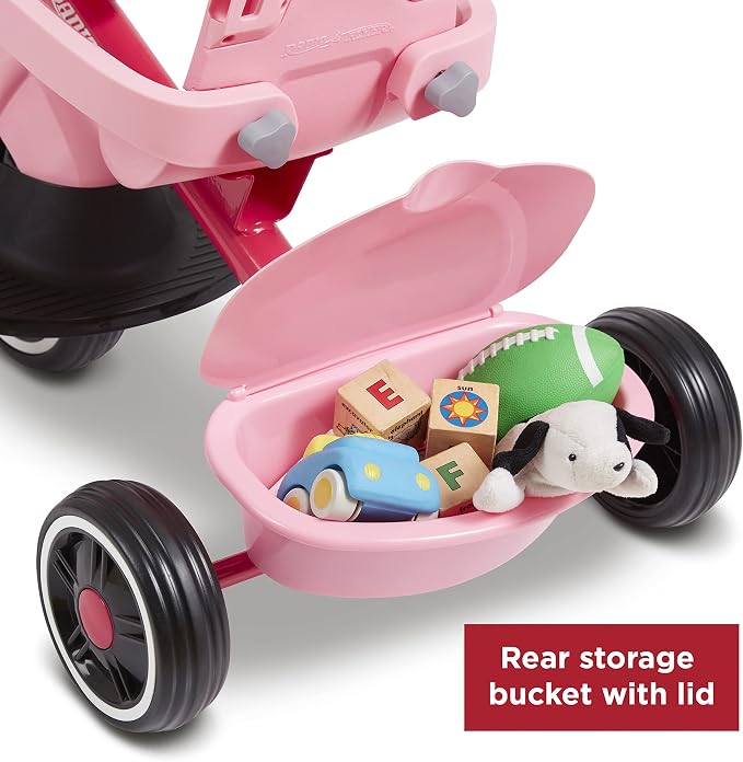 Radio Flyer 4-in-1 Stroll 'N Trike, Ages 1-5, Toddler Tricycle & Stroller, Foam Tires, Push Handle, UV Canopy, Removable Tray, Seatbelt, Amazon Exclusive