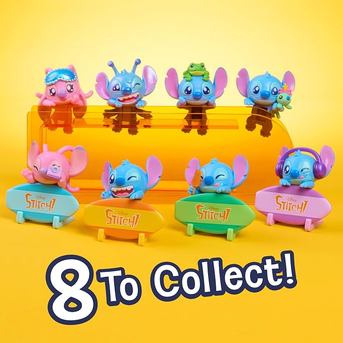 Disney Stitch Attachmeez 2-Pack - Collectible Surprise Mini Figure Blind Box, Hangs Off Books, Phones, Cups & More, UNbox, Attach & Display, for Kids, Fans & Collectors by Just Play