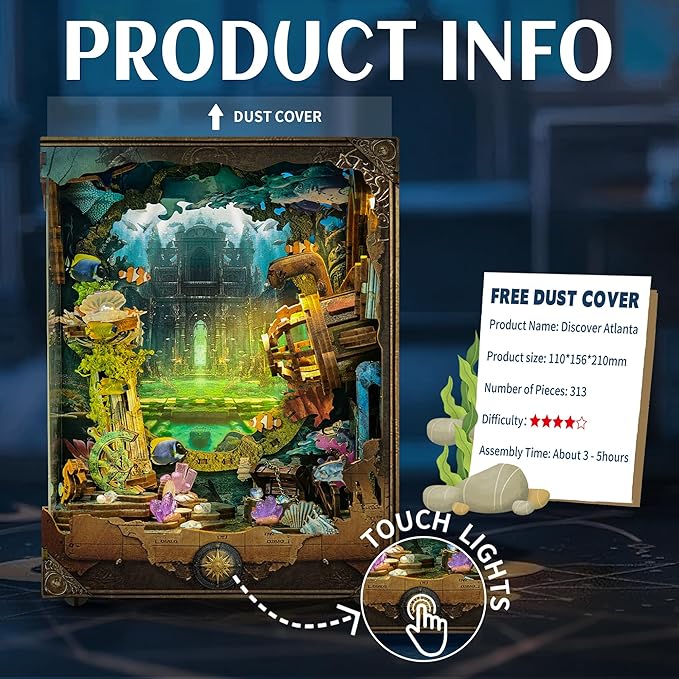 DIY Book Nooks - Deep-Sea Explorer Tiny Hous Submarine Miniature House Kit Building with Music, LED Light Magic and Rotating Scenery - Discover Atlanta