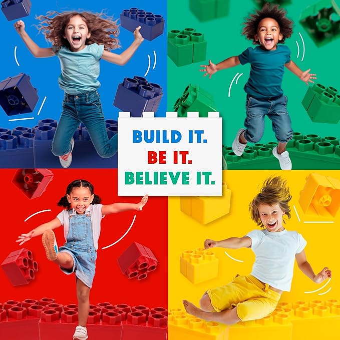 BiggoBlocks Big Blocks for Kids Ages 4-8, Indoor & Outdoor Blocks for Kids Jumbo Games, Large Building Blocks (96 PC) Standard Set