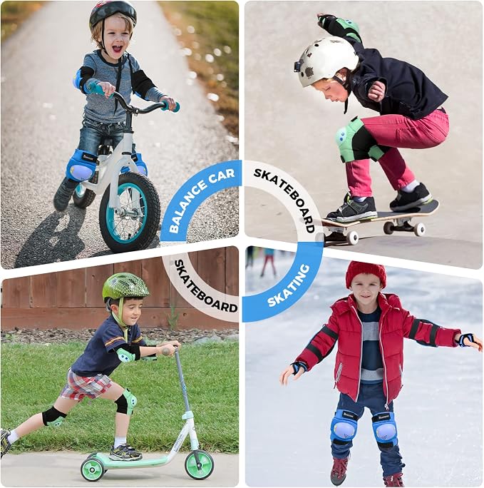 BOSONER Kids/Youth Knee Pad Elbow Pads for Roller Skates Cycling BMX Bike Skateboard Inline Rollerblading, Skating Skatings Scooter Riding Sports