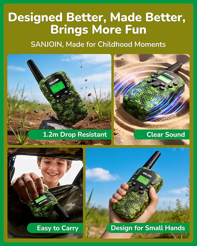 Walkie Talkies for Kids Games Outdoor Toys for 3-12 Year Old Boys Girls, 3 Miles Range Walkie Talkie as Camping Essentials, 4 Year Old Girl Birthday Gifts for 3 4 5 6 7 8 9 Year Old Boy Girl Gift
